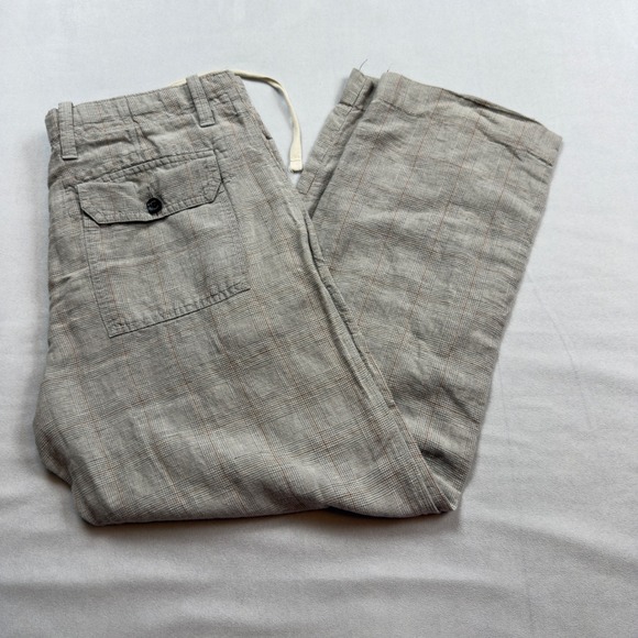 Banana Republic Other - Banana Republic Mens Linen Cotton Glen Plaid Drawstring Pants Beige 32/34 FLAW